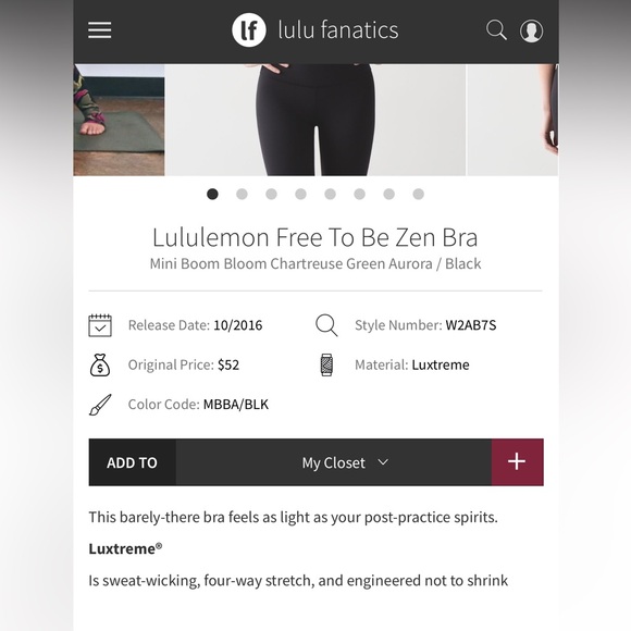 Lululemon Free To Be Zen Bra in Mini Boom Bloom Chartreuse Green Aurora / Black - Picture 10 of 10